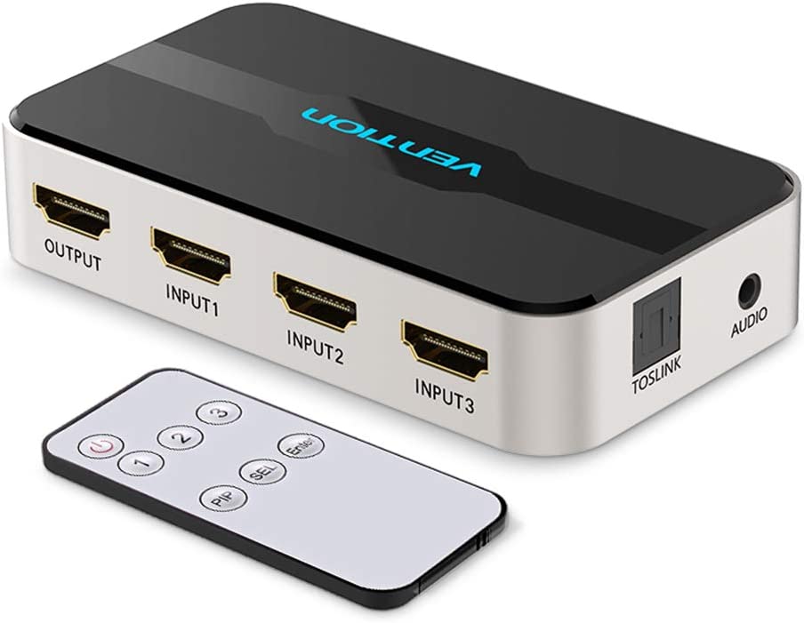 AFJH0 Переключатель HDMI Vention 3x1 HDMI v1.4 4К 30 Гц, Toslink Optical Female, 3.5мм аудио AFJH0 Переключатель HDMI Vention 3x1 HDMI v1.4 4К 30 Гц, Toslink Optical Female, 3.5мм аудио