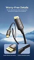CRFBF Кабель Cotton Braided 8K Bi-Directional USB-C Male to DisplayPort Male Cable 1M Black Zinc Alloy Type CRFBF Кабель Cotton Braided 8K Bi-Directional USB-C Male to DisplayPort Male Cable 1M Black Zinc Alloy Type