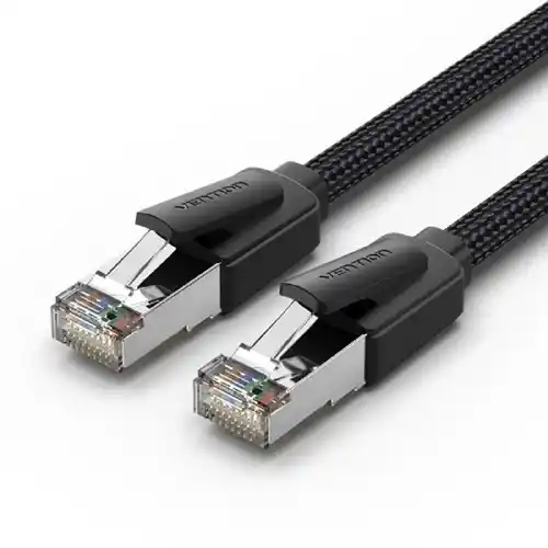 IKOBH Кабель Cotton Braided Cat8 SFTP Ethernet Patch Cable 2M Black