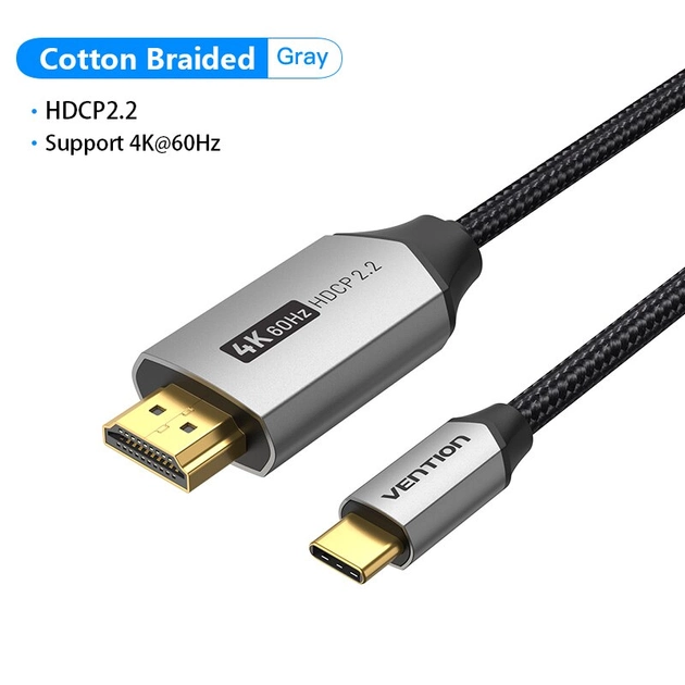 CRBBG Кабель Type-C - HDMI Vention длина: 1.5м, цвет: черный CRBBG Кабель Type-C - HDMI Vention длина: 1.5м, цвет: черный