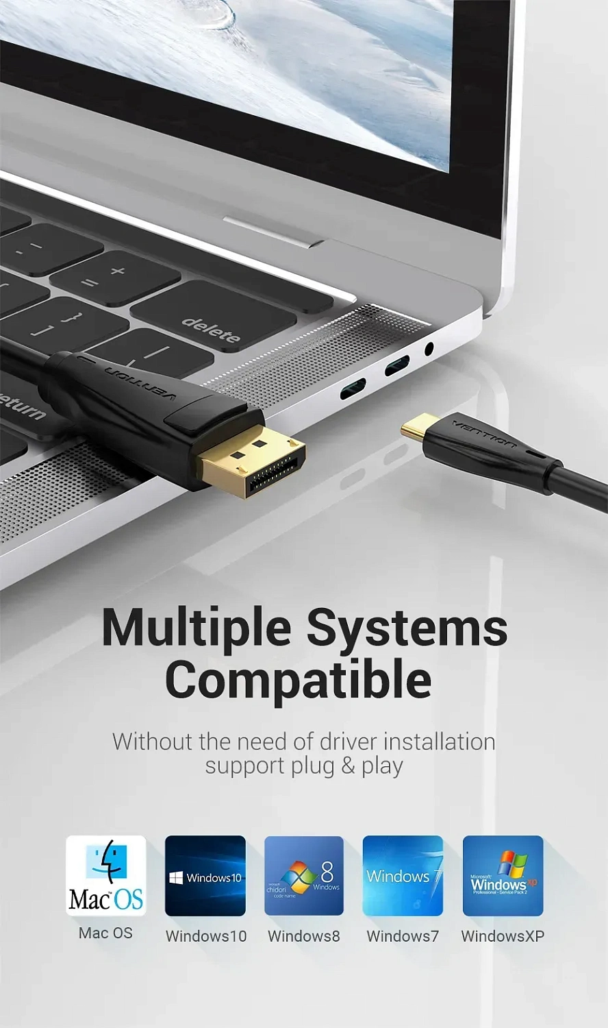 CGYBH Кабель USB-C to DP 8K Vention 2M Black