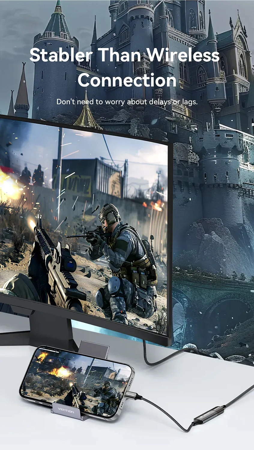 CRGBC Конвертер Cotton Braided USB-C to DP 8K Vention 0.25M Black