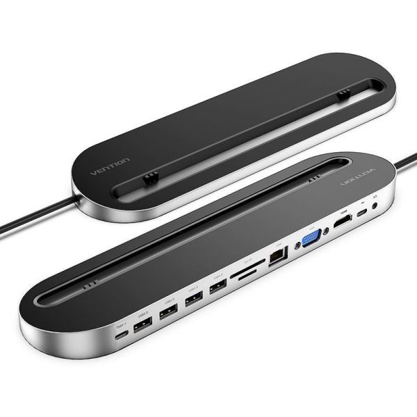 THEBC Док-станция Vention USB-C - 2xUSB-A 2.0, 2xUSB-A 3.0, USB-C 3.1, HDMI v1.4 4K 30Hz, VGA, LAN 1Gbit, SD/TF, Audio 3.5mm, PD 100 THEBC Док-станция Vention USB-C - 2xUSB-A 2.0, 2xUSB-A 3.0, USB-C 3.1, HDMI v1.4 4K 30Hz, VGA, LAN 1Gbit, SD/TF, Audio 3.5mm, PD 100