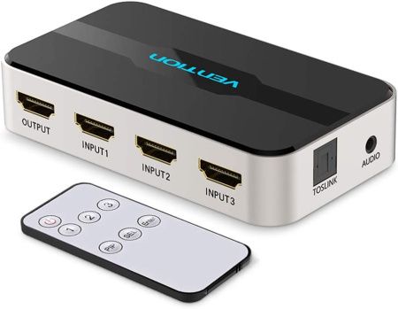 AFJH0 Переключатель HDMI Vention HDMI - 3xHDMI + аудио, цвет: серый