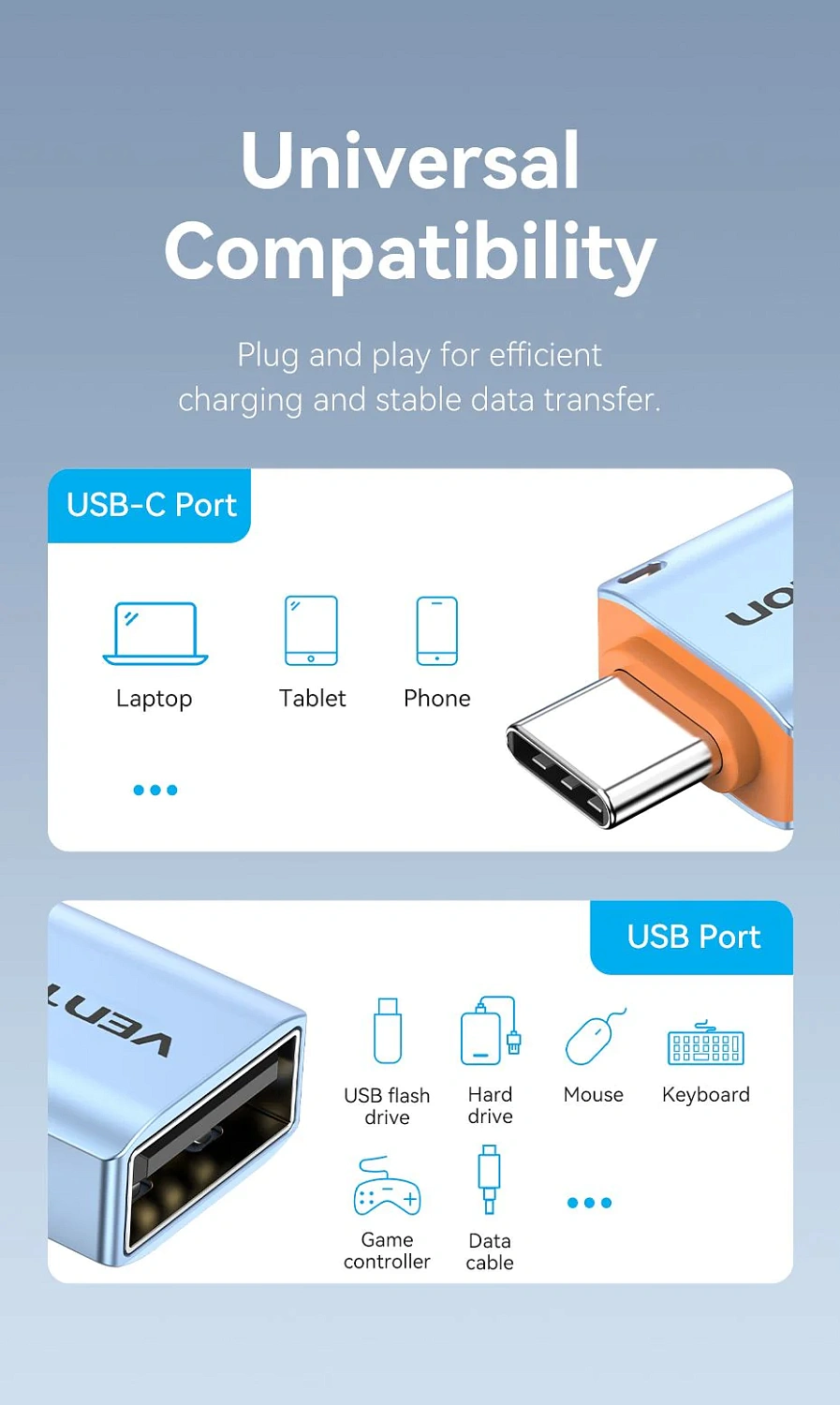 CUBH0 Переходник USB-C - USB-A Vention CUBH0 Переходник USB-C - USB-A Vention