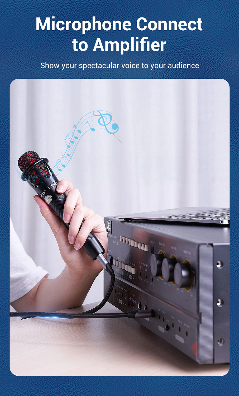 BASHF Кабель Cotton Braided 6.35mm TS Male to Male Audio Cable 1M Gray Aluminum Alloy Type