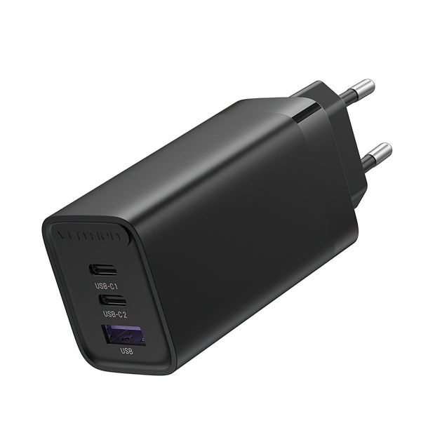 FEDB0-EU Зарядное устройство Vention GaN 65W, 1xUSB-A, 2xUSB-C. Цвет: черный FEDB0-EU Зарядное устройство Vention GaN 65W, 1xUSB-A, 2xUSB-C. Цвет: черный