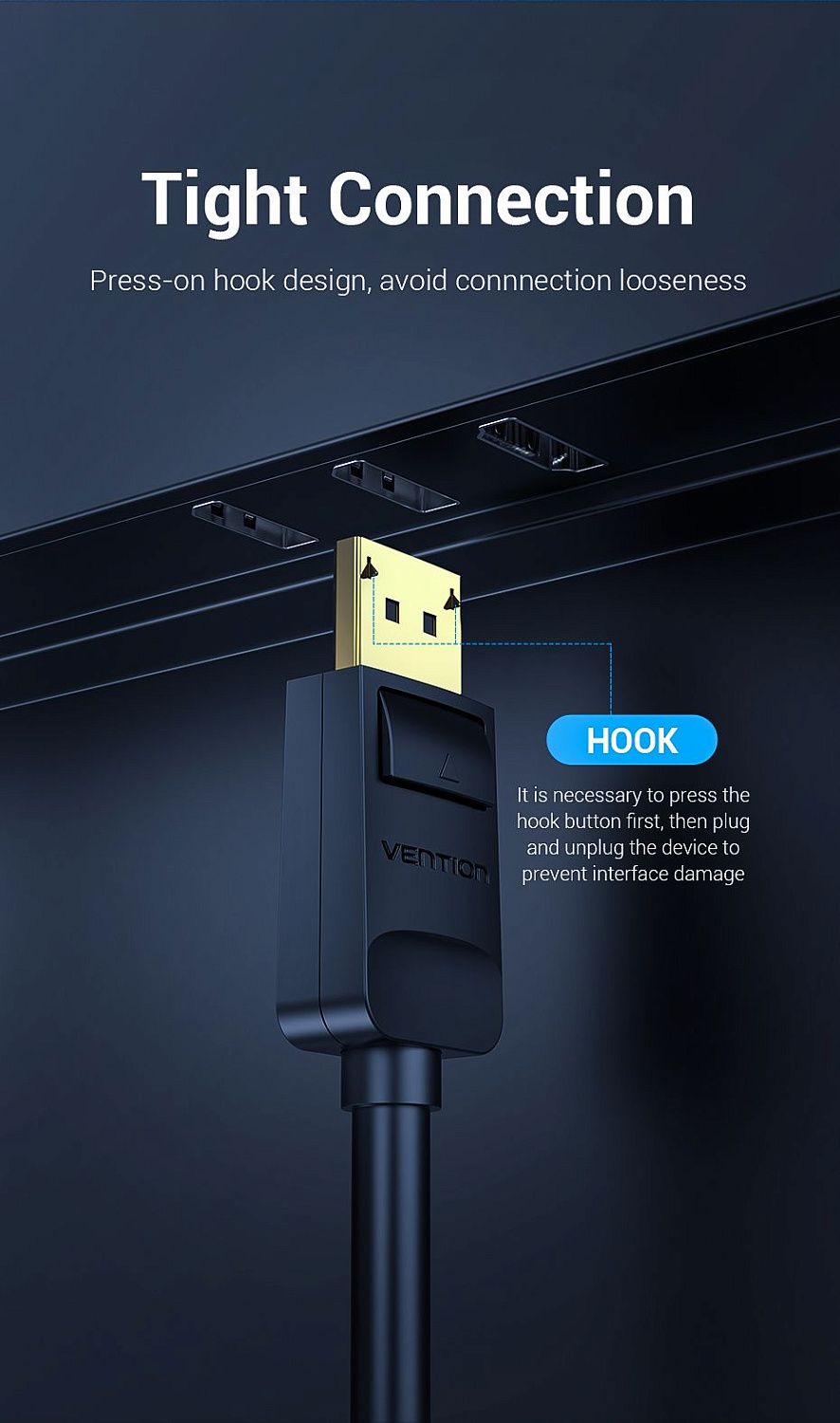 HAGBH Кабель DP - HDMI Vention, 2М цвет: черный HAGBH Кабель DP - HDMI Vention, 2М цвет: черный