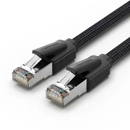IKOBH Кабель Cotton Braided Cat8 SFTP Ethernet Patch Cable 2M Black
