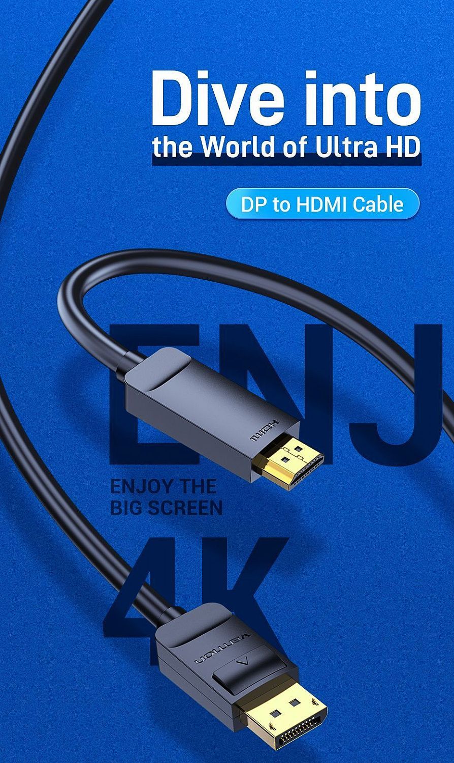 HAGBH Кабель DP - HDMI Vention, 2М цвет: черный HAGBH Кабель DP - HDMI Vention, 2М цвет: черный