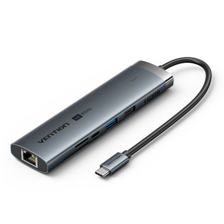 TGUHB Док-станция USB-C - USB-A 3.0, USB-A 2.0, USB-C 3.2, HDMI v2.0 4K 60Hz, LAN 1Gbit, SD/TF, PD 100W