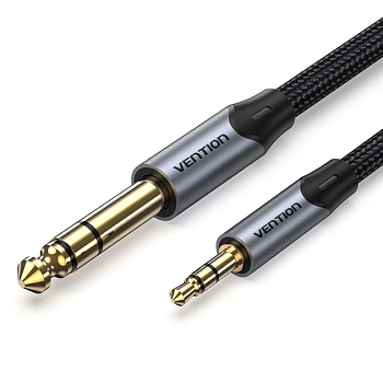 BAUHI Кабель Cotton Braided 3.5mm TRS Male to 6.35mm Male Audio Cable 3M Gray Aluminum Alloy Type