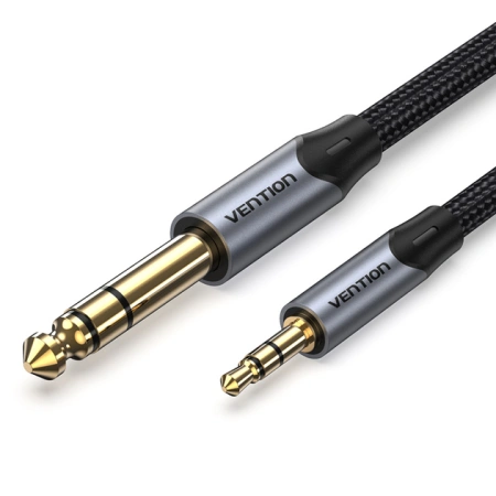 BAUHI Кабель Cotton Braided 3.5mm TRS Male to 6.35mm Male Audio Cable 3M Gray Aluminum Alloy Type