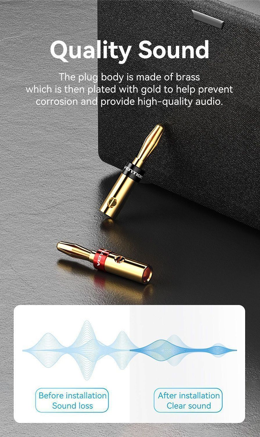 BFDJ0-2 Коннектор аудио Banana 2 шт Vention