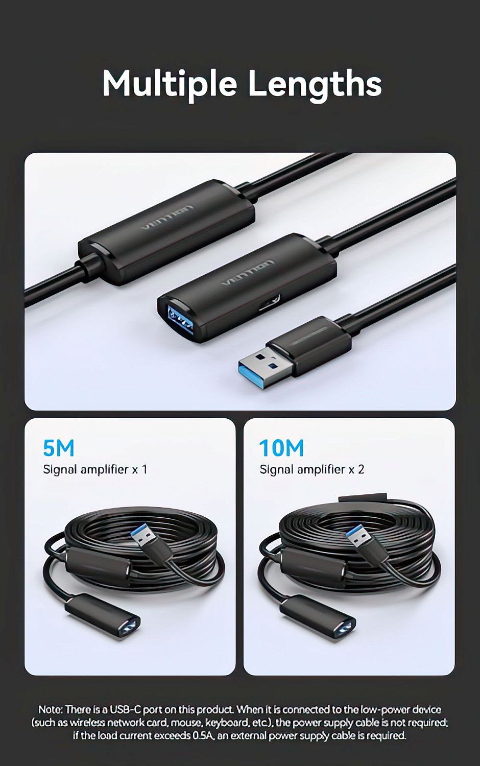 CBMBJ USB 3.0 Type-A Male to Type-A Female Active Extension Cable 5M Black CBMBJ USB 3.0 Type-A Male to Type-A Female Active Extension Cable 5M Black
