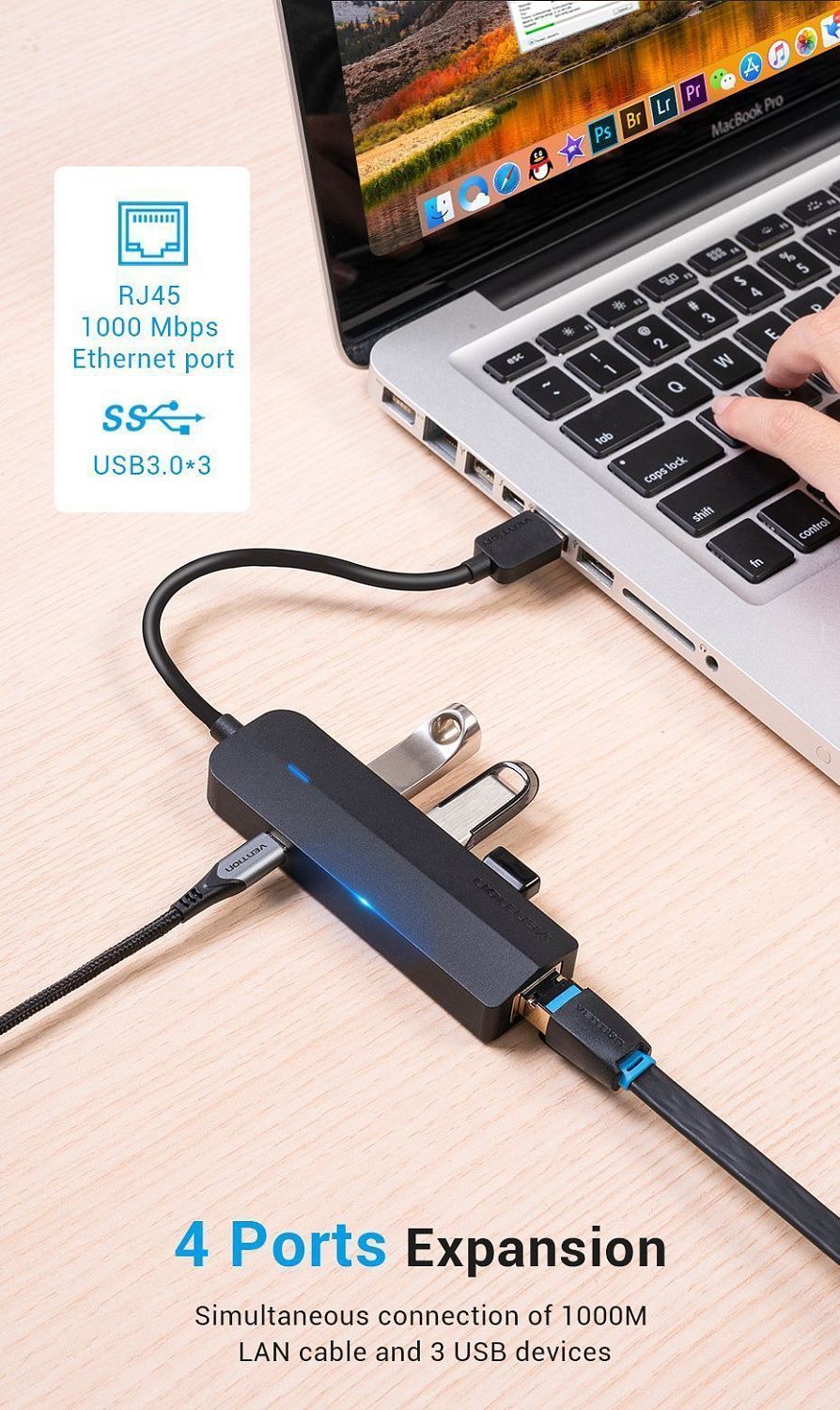 CHNBB Док-станция Vention USB 3.0 - 3xUSB-A 3.0, LAN 1Gbit,  длина: 0.15м, цвет: черный CHNBB Док-станция Vention USB 3.0 - 3xUSB-A 3.0, LAN 1Gbit,  длина: 0.15м, цвет: черный