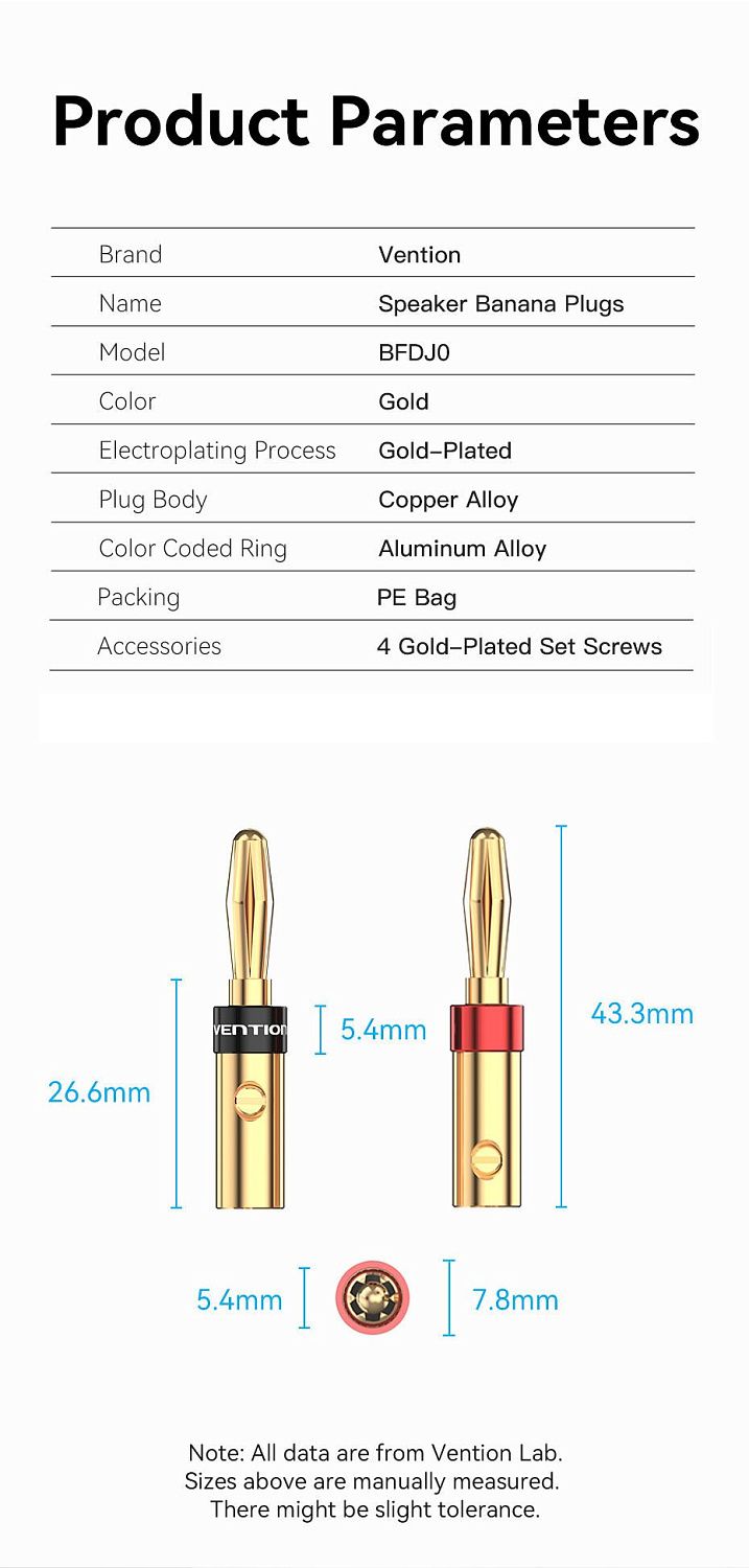BFDJ0-2 Коннектор аудио Banana 2 шт Vention
