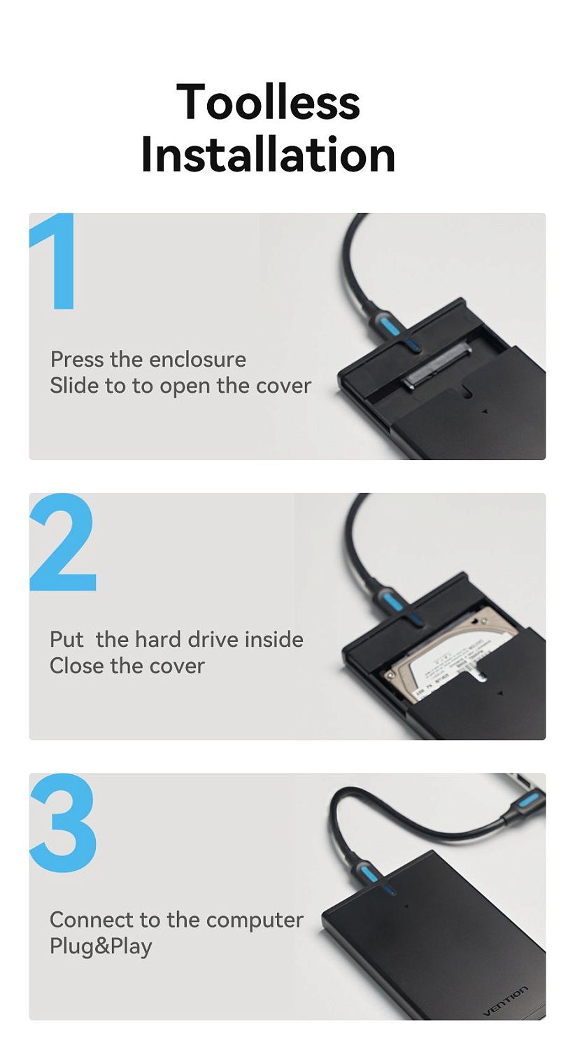 KPAB0 Бокс для диска 2.5 SATA Vention (USB 3.0 Micro-B), цвет: черный KPAB0 Бокс для диска 2.5 SATA Vention (USB 3.0 Micro-B), цвет: черный