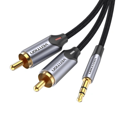 BCNBF Кабель 3.5MM Male - 2-Male RCA Adapter Cable 1M Gray Aluminum Alloy Type