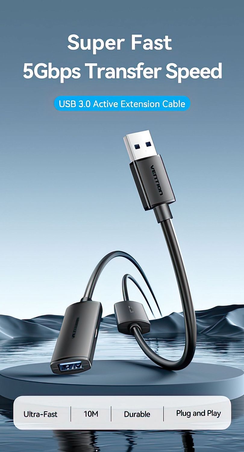 CBMBJ USB 3.0 Type-A Male to Type-A Female Active Extension Cable 5M Black CBMBJ USB 3.0 Type-A Male to Type-A Female Active Extension Cable 5M Black