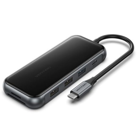 TFHHB Док-станция Vention Type-C - HDMI+USB-C+USB 3.0+2xUSB 2.0+RJ45+SD/TF+PD, длина: 0.15м