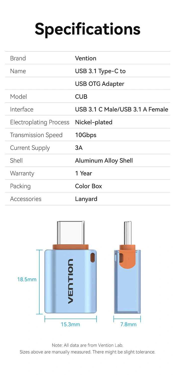 CUBH0 Переходник USB-C - USB-A Vention CUBH0 Переходник USB-C - USB-A Vention