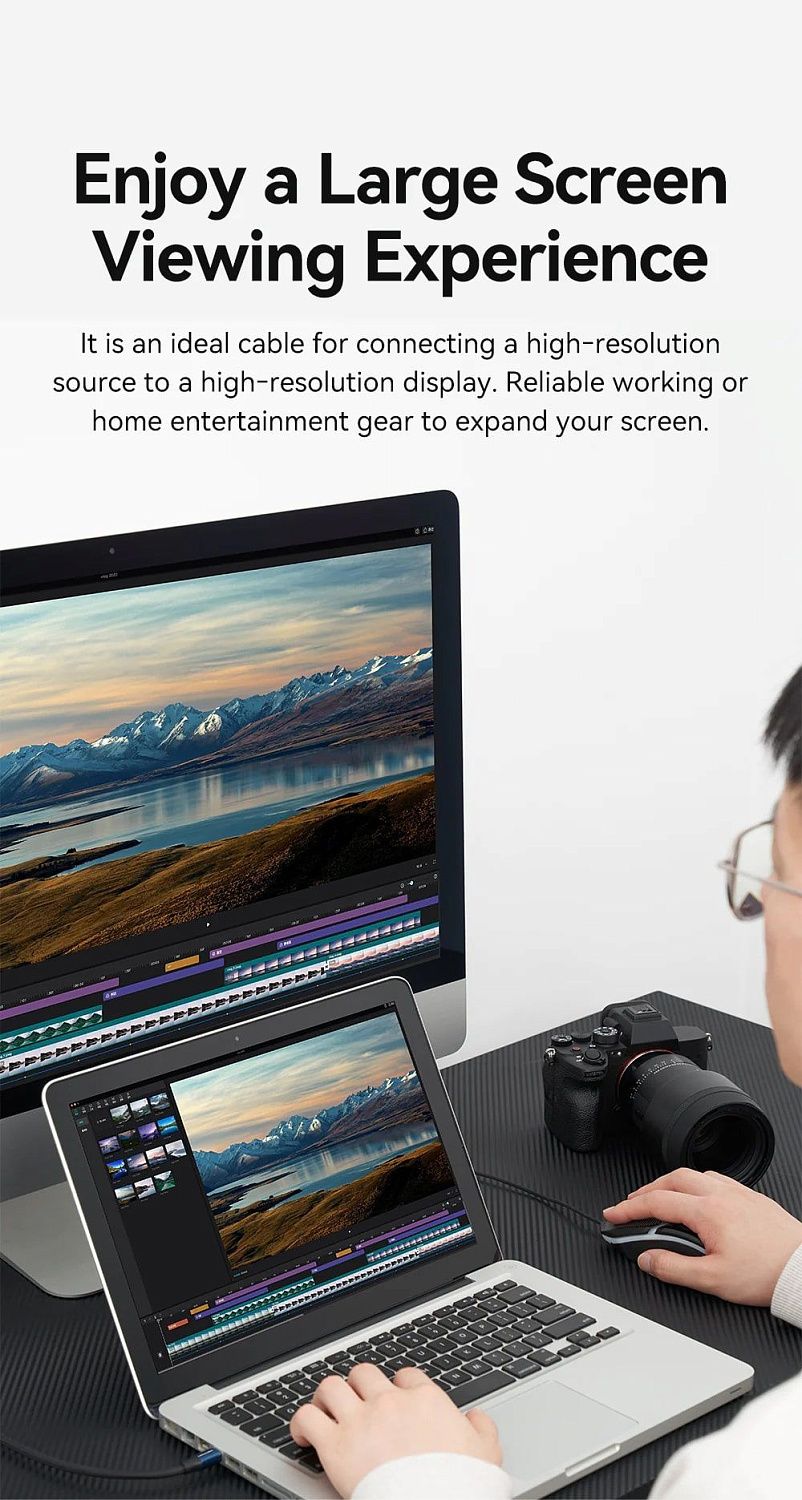 HCFLG Кабель Cotton Braided Mini DP Male to DP Male 8K HD Cable 1.5M Blue Aluminum Alloy Type