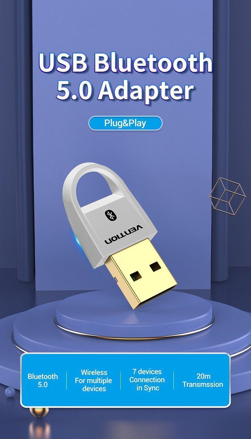 CDSW0 Bluetooth 5.0 Адаптер Vention цвет: белый CDSW0 Bluetooth 5.0 Адаптер Vention цвет: белый