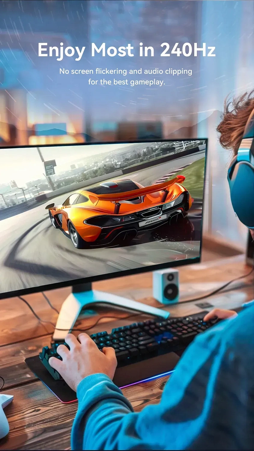 CRGBC Конвертер Cotton Braided USB-C to DP 8K Vention 0.25M Black