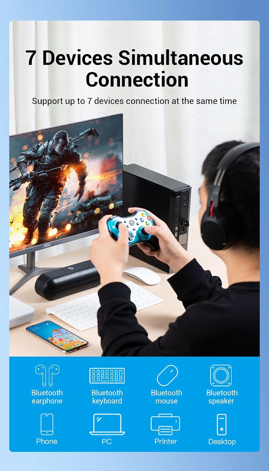CDSW0 Bluetooth 5.0 Адаптер Vention цвет: белый CDSW0 Bluetooth 5.0 Адаптер Vention цвет: белый