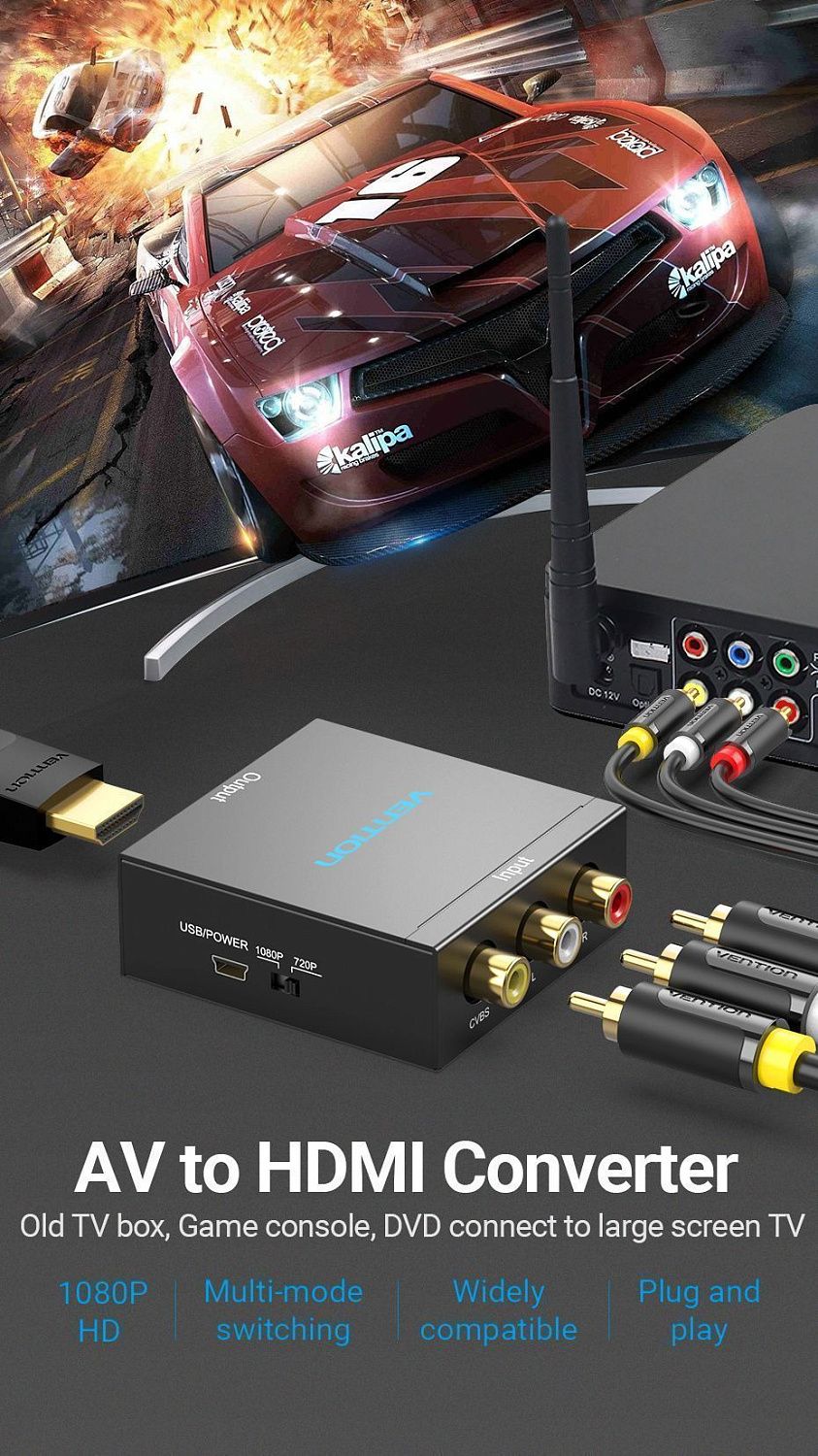 AEFB0 Конвертор Vention RCA - HDMI, цвет: черный AEFB0 Конвертор Vention RCA - HDMI, цвет: черный
