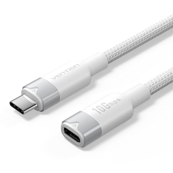 TRFWF кабель USB 3.2 Gen2 C Male to C Female 10Gbps Extension Cable 1M White Aluminum Alloy Type