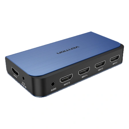 AKDL0 Переключатель HDMI  5 в 1 с оптикой и 3.5mm jack