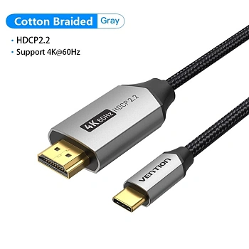 CRBBH Кабель Type-C - HDMI Vention длина: 2м, цвет: черный